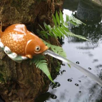 吸水石假山陶瓷配件流水大號睡鯉魚山水盆景配件多肉水族造景擺件
