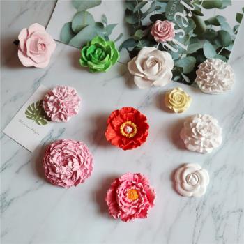 玫瑰花康乃馨牡丹硅膠石膏模具蠟燭翻糖烘焙蛋糕裝飾冰格手工皂模