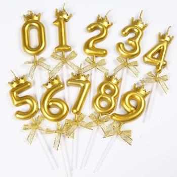 ins網紅創意皇冠生日金色數字蠟燭寵物派對兒童周歲蛋糕裝飾布置