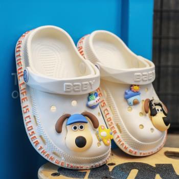 兒童洞洞鞋夏季男女童室內浴室防滑可愛卡通外穿寶寶包頭涼拖鞋
