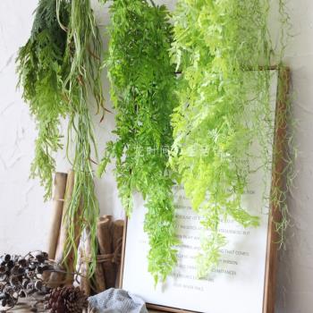 仿真綠色植物假花墻面壁掛垂吊籃藤條綠蘿吊蘭創意家居擺件裝飾花