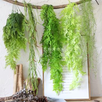 模擬綠色植物假花墻面壁掛垂吊籃藤條綠蘿吊蘭創意家居擺件裝飾花