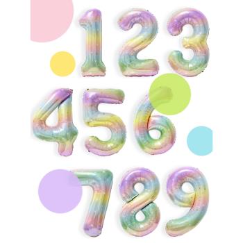 40寸彩色數字氣球 鋁膜生日周歲派對布置節慶卡通飄空兔子氣球