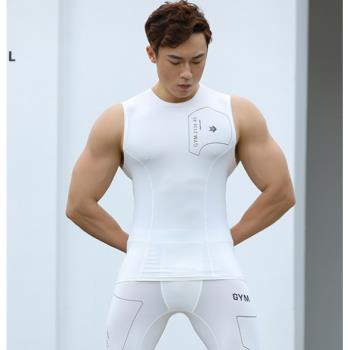 顯大肌肉衫夏季薄棉男款健身訓練緊身背心男運動無袖上衣修身汗衫