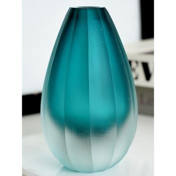 水滴小號輕奢現代厚重磨砂玻璃花瓶出口歐美會所家居軟裝飾水培瓶