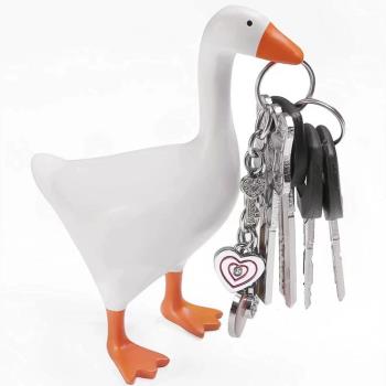 鴨子磁吸擺件樹脂小天鵝鴨雕像刀具鑰匙收納磁吸廚房剪刀磁吸架