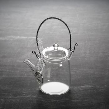 耐熱玻璃茶壺 功夫茶具玻璃提梁壺 花草茶壺 玻璃泡茶壺
