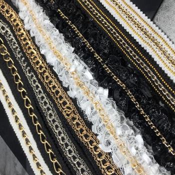 時尚個性DIY手工小香衣服花邊金屬鏈條織帶縫合時裝飾品輔料
