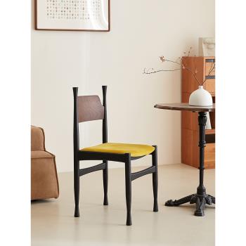 小卡家居中古實木椅子法式輕奢復古餐椅設計師款客廳家用靠背椅