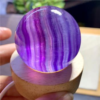 天然水晶七彩色螢石球紫色千層彩虹藍螢石球原石打磨家居客廳擺件
