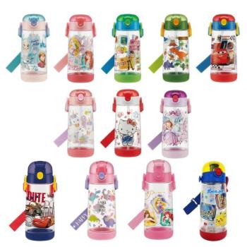 日本購skater兒童水杯卡通吸管直飲杯子水壺幼兒園背帶冷水壺