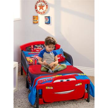 Delta迪士尼授權兒童床拼接床帶護欄單人床男孩汽車床女孩公主床