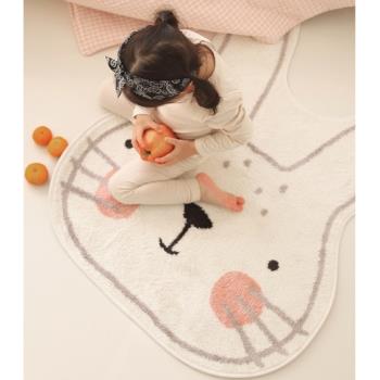 ins韓風可愛兔子地墊兒童游戲毯寶寶爬行墊兒童房裝飾羊羔絨地毯