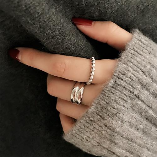 S925純銀戒指女指環ins潮時尚個性簡約蹦迪網紅冷淡風可調節食指