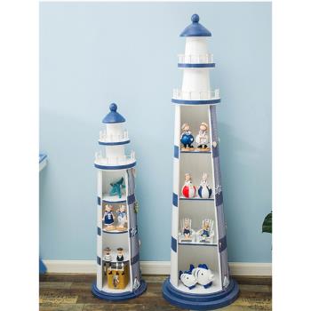 地中海洋風格木質燈塔擺件家居裝飾品創意拍攝道具擺設海邊紀念品