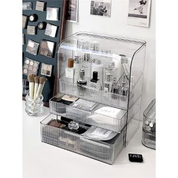 高級感化妝品收納盒桌面亞克力抽屜收納盒透明梳妝臺護膚品置物架