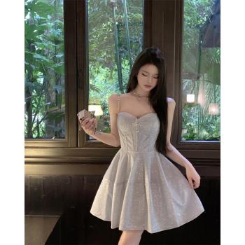 法式吊帶連衣裙重工名媛氣質輕奢小眾高階生日聚會晚禮服高階感女