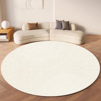 奶油風圓形地毯客廳pvc免洗可擦沙發茶幾防水皮革地墊臥室床邊墊