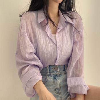 韓國chic夏季新款顯瘦減齡百搭薄款法式上衣開衫罩衫單排扣襯衫女