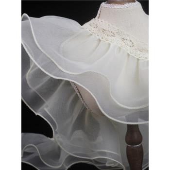 (長5米)歐根紗蕾絲花邊木耳裙擺拷邊輔料皺褶裝飾衣服打折花邊