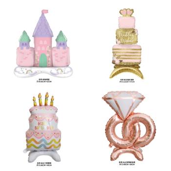 新款網紅夢幻城堡鋁膜氣球兒童生日派對王子公主城堡派對布置裝飾
