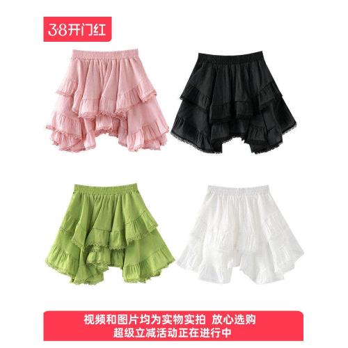 蛋糕裙女夏防走光內襯裙子清涼外穿小短裙半身裙不規則蕾絲褲裙