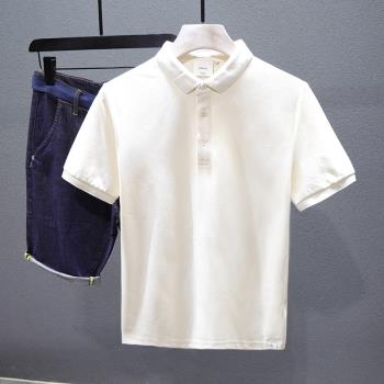 2023男士高端純色Polo衫短袖t恤男夏季薄款上衣翻領韓版潮流體恤