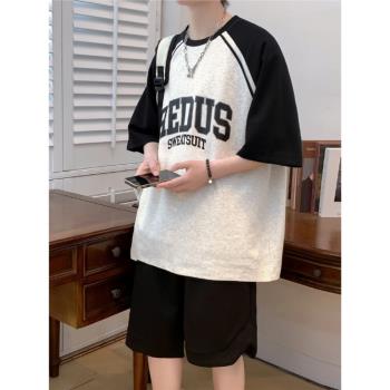 籃球運動套裝男夏季青少年短袖學生潮流帥氣t恤初中生夏裝男生褲