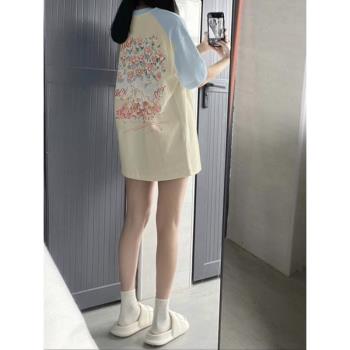 日系chic甜美奶乖插肩短袖T恤夏季多巴胺彩色穿搭小個子半袖上衣