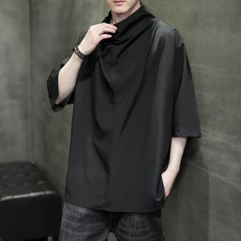 冰絲短袖t恤男夏季薄款寬松大碼中國風男裝漢服潮牌古風唐裝半袖