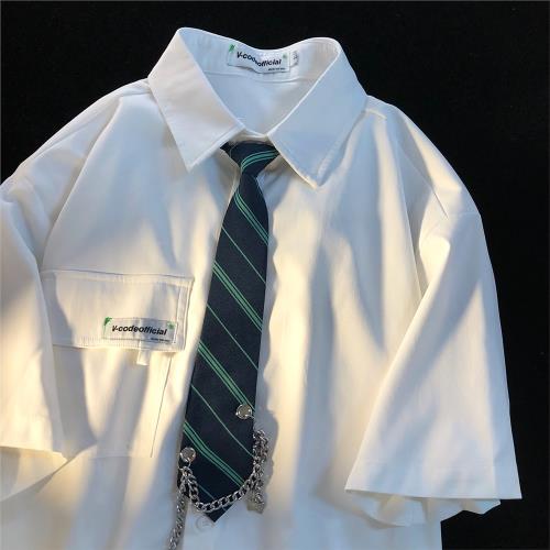 Jew4room 日系學院風 領帶男裝 白襯衫 dk少年感襯衣短袖男生制服