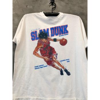 Slam Dunk灌籃高手流川楓動漫周邊重磅純棉短袖vintage復古T恤男