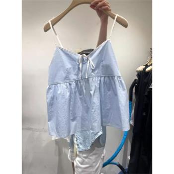 韓國東大門2023夏季新款時尚甜美系帶無袖吊帶背心女顯瘦內搭上衣