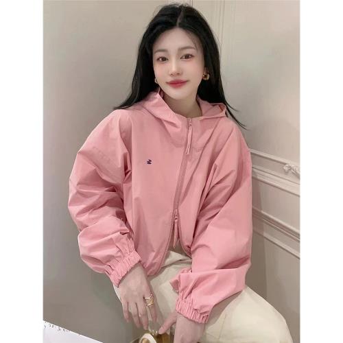 粉色薄款外套女防曬衣服短款2025夏季新款寬松百搭休閑小個子上衣