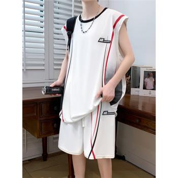 青少年夏季速幹t恤男孩初高中學生無袖背心籃球衣服大童運動套裝