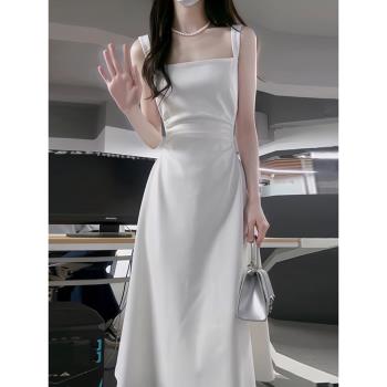 法式初戀白色吊帶連衣裙子女夏季2023新款禮服長裙仙女氣質高級感