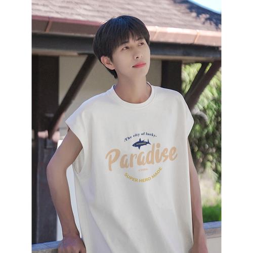 背心男款夏季新款男士美式純棉健身運動砍袖夏季男生無袖t恤坎肩