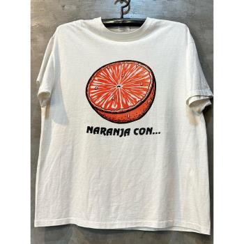 小眾設計感橙子Y2K復古vintage美潮炸街短袖男女慵懶風小領口T恤