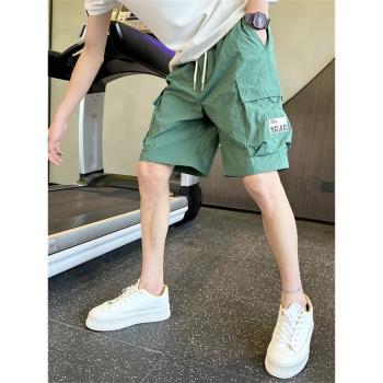 夏季速幹短褲男工裝五分褲休閑寬松外穿大褲衩中褲子冰絲薄款男褲