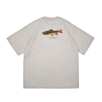 CAMPSEASON夏季釣魚戶外日系潮流休閑印花寬鬆手繪紅點鮭 短袖T恤