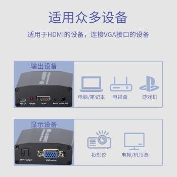 hdmi轉vga轉換器 音頻高清1080P XBOXone PS4播放機接電腦顯示器