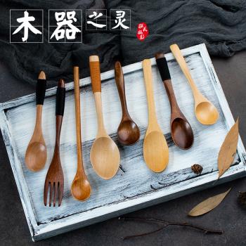 美食木勺長柄日式復古風菜品攝影