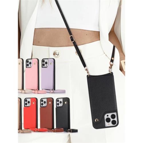 補妝鏡斜挎背包式iPhone1213手機殼適用蘋果14promax卡包皮套熱賣
