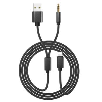 DRACO適用於iphone15promax手機車載aux音頻線3.5mm充電聽歌二合一車用汽車音響連接線蘋果15pro音樂轉換線