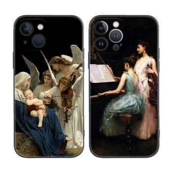 歐美古典文藝油畫音樂天使音樂生適用iPhone14Promax蘋果13mini手機殼12/11