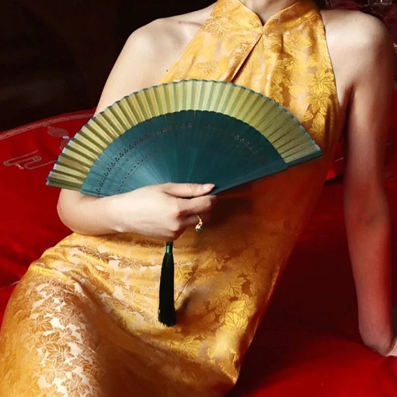 婚紗攝影古裝道具黑色水墨畫梅花扇子中國風文藝女扇寫真拍照折扇|影棚