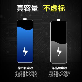德力普18650鋰電池大容量3.7v/4.2v動力小風扇強光手電平頭可充電