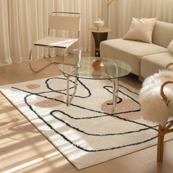 原創設計地毯北歐現代抽象毛絨地毯臥室床邊客廳墊INS風地墊加厚