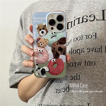 ANNACASE日韓ins趣味可愛甜甜圈小狗適用iphone14promax蘋果13手機殼11小眾新款12pro女全包軟殼