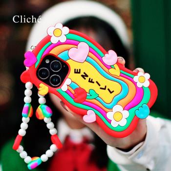 CLICHE 手機殼適用蘋果iPhone12/13/pro/max硅膠防摔ins風小眾女新款高級超薄保護斜挎手機套軟殼